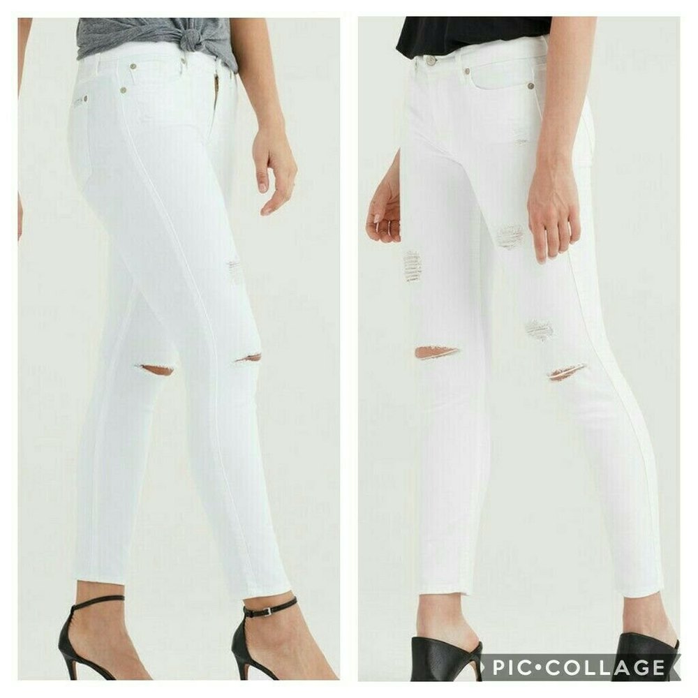 7 for all Mankind Ankle Skinny Jeans With Destroy in Clean White 25